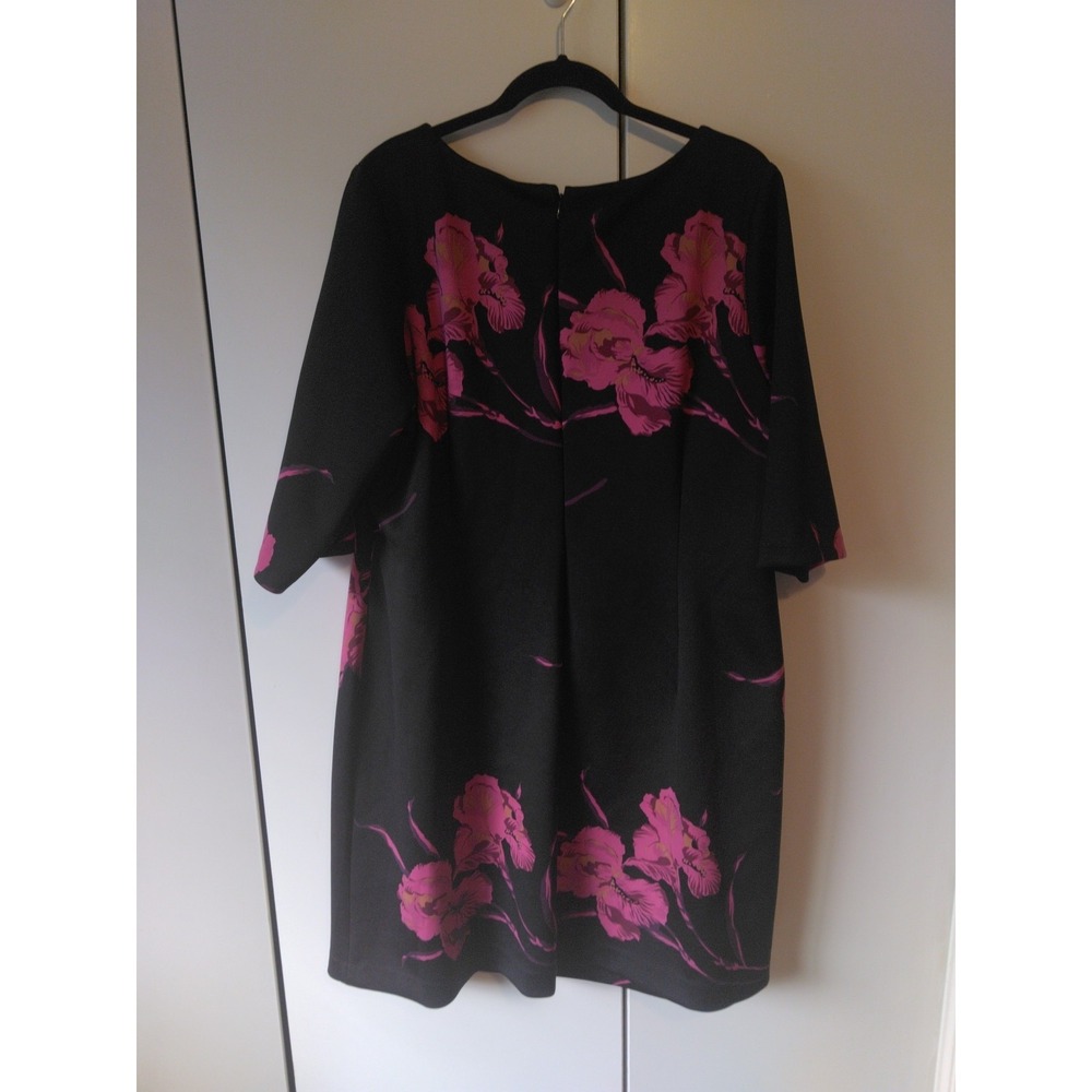 Betsey Johnson Floral Women's Sheath Dress Size 18 Black Retro Elegant Corporate - Picture 2 of 9